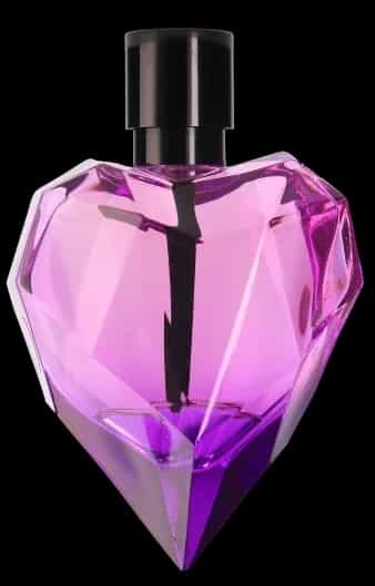 Frasco de perfume roxo como exemplo de fotografia de produto em 360°